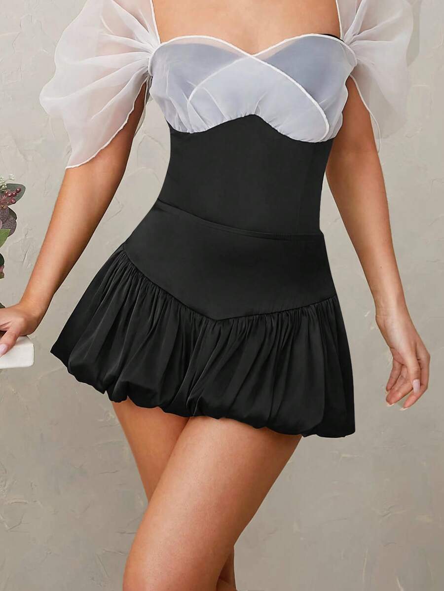 Hauture Bubble Hem Mini Skirt