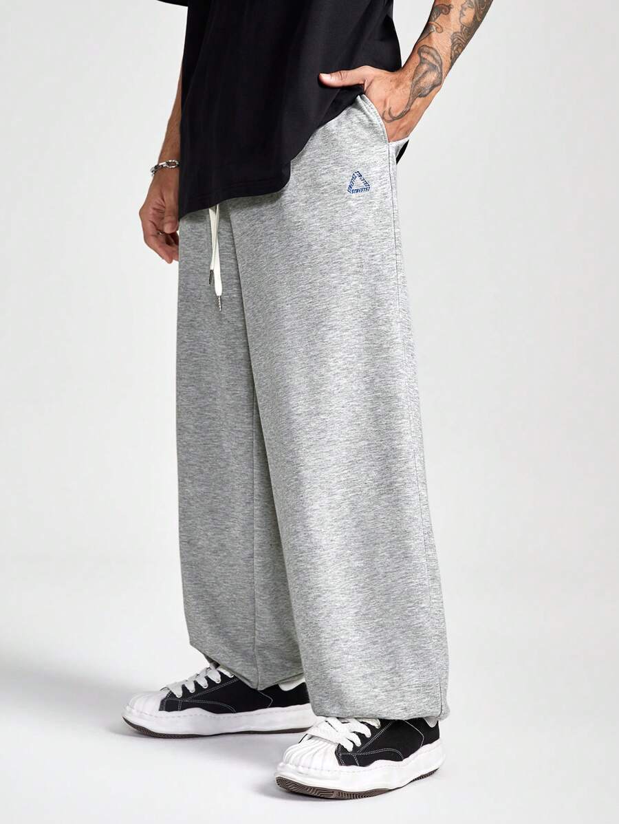 Manfinity VCAY Pantalón de chándal para hombre con cordón delantero, bolsillo estampado, uso diario informal