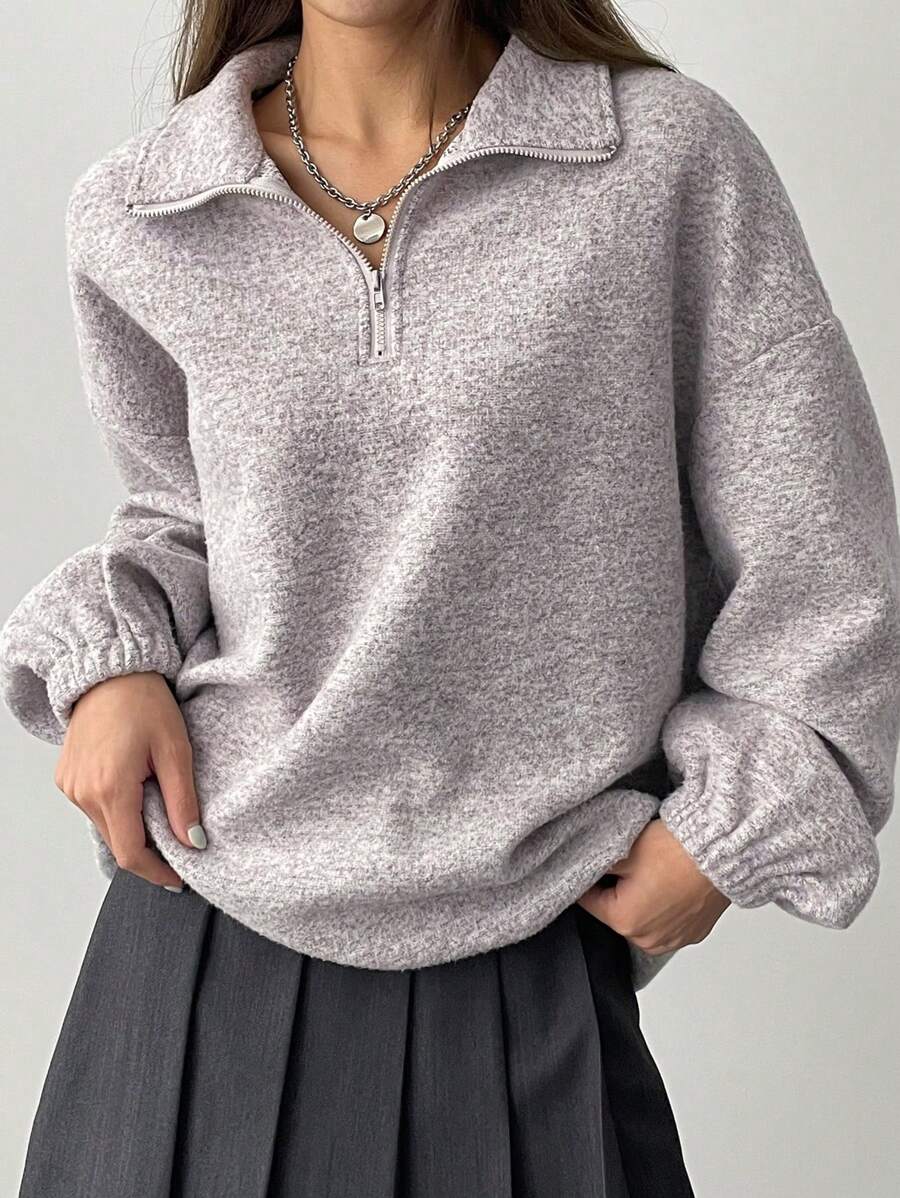 DAZY Losvallend sweatshirt met effen polokraag voor dames
