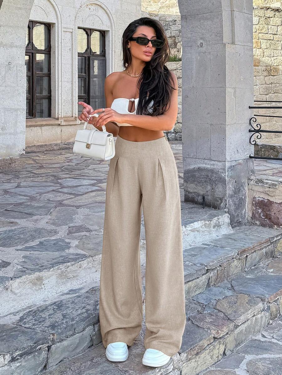 RueChic Pantaloni larghi in lino da donna