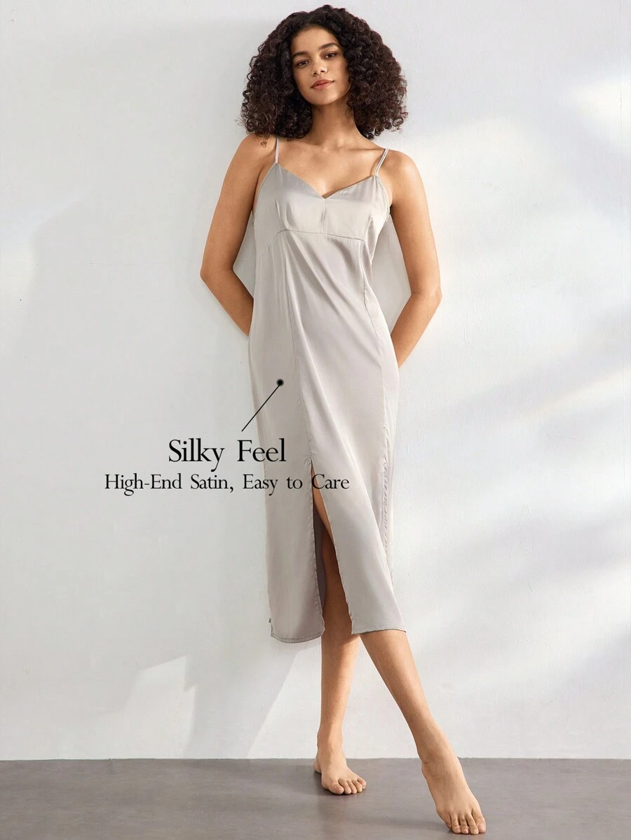 Ocili Ocili Camisón de tirantes finos con brillo satinado de seda