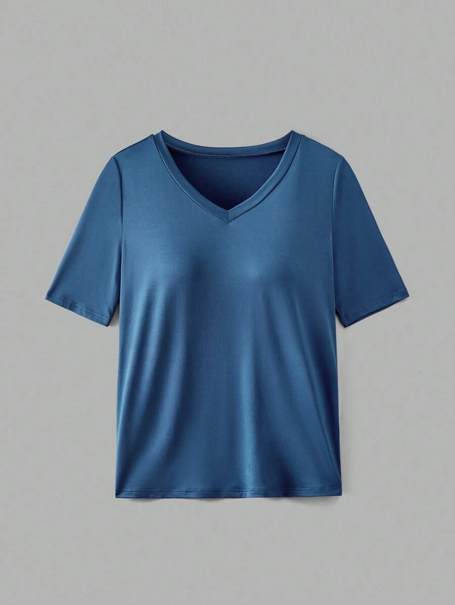 Dames Casual Effen Kleur Korte Mouw T-shirt, Zomer
