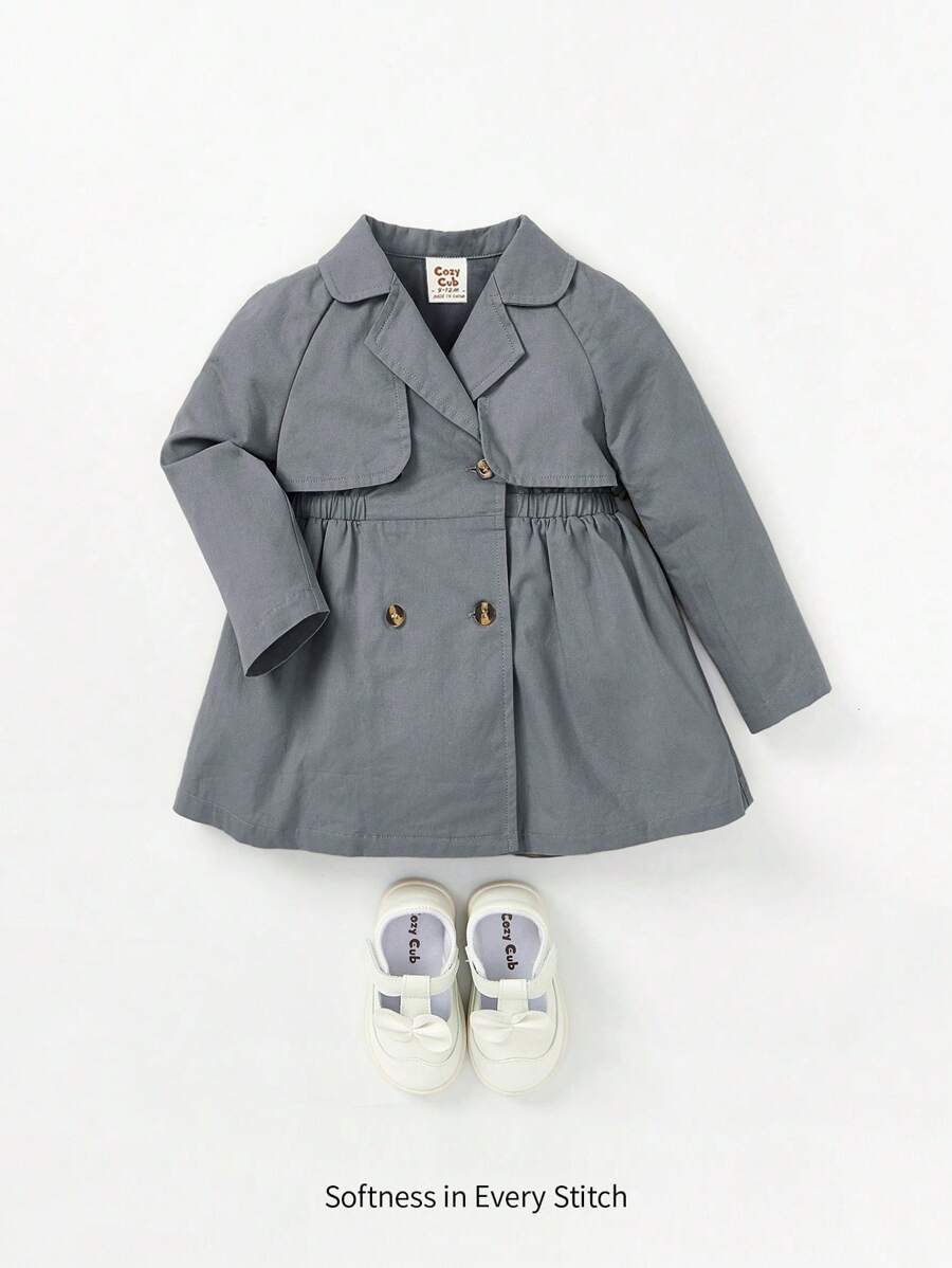 Cozy Pixies Omgeslagen kraag voor baby's, raglanmouwen, effen kleur, getailleerd, middellang lichtgewicht windjack