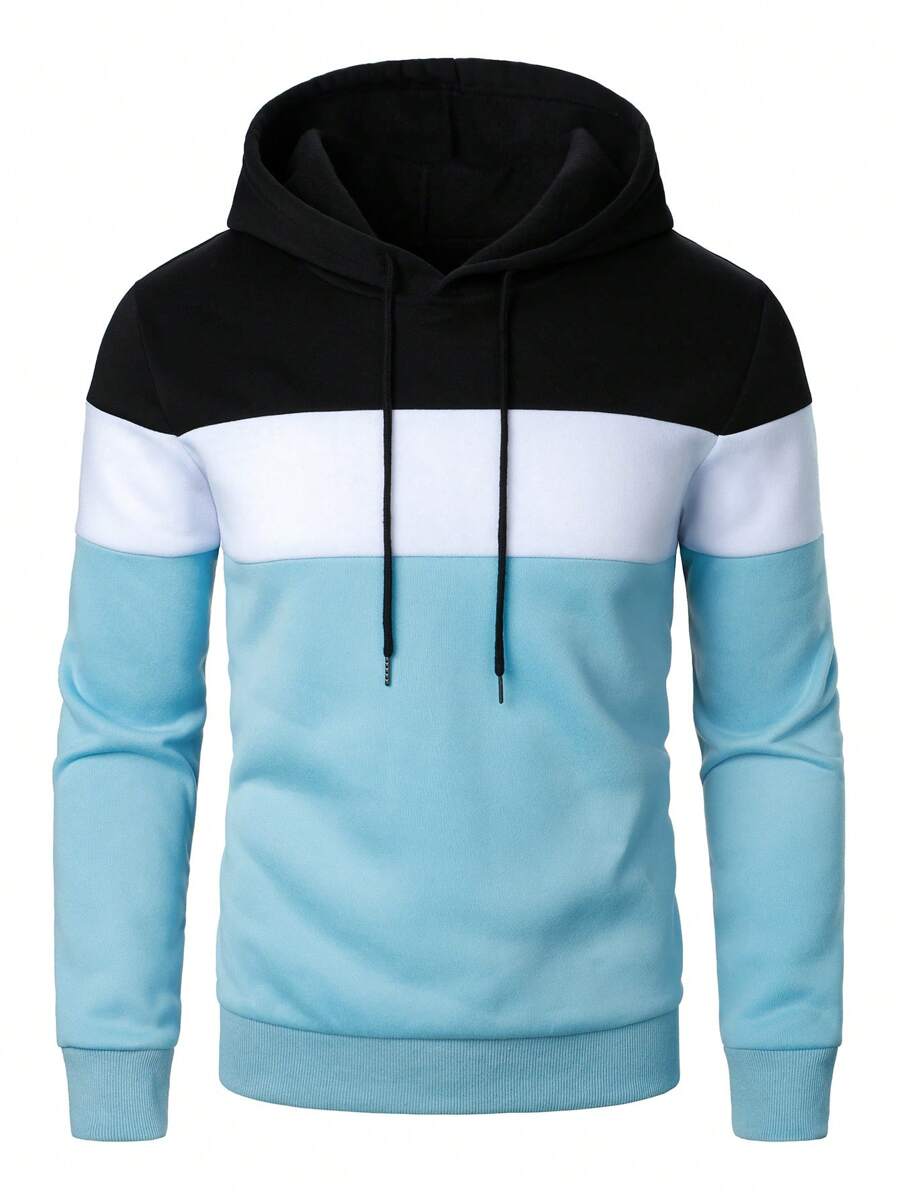 Manfinity Homme Sudadera con capucha de manga larga con bloques de color casual para hombre, para salir, casual, regalo para novio