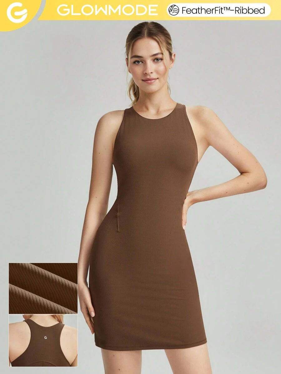GLOWMODE FeatherFit™-Ribbed Racerback Sports Dress