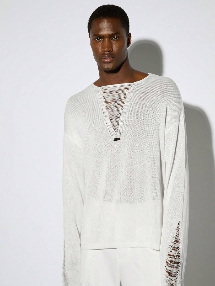 Manfinity ModaGents 1 pièce Pulls hommes style vintage oversized casual amusant, col en V, manches longues, vêtements d'automne, vêtements d'Halloween, style Y2K
