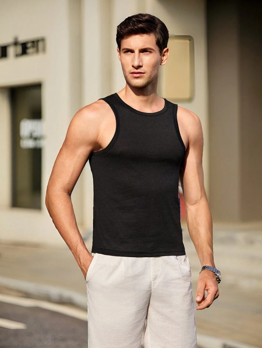 Manfinity VCAY 3pcs/Set Men's Knit Combo Casual Sleeveless Tank Top, Suitable For Summer
