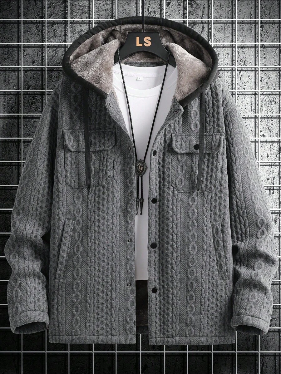 Manfinity Homme Giacca con cappuccio a tinta unita a maniche lunghe per uomo