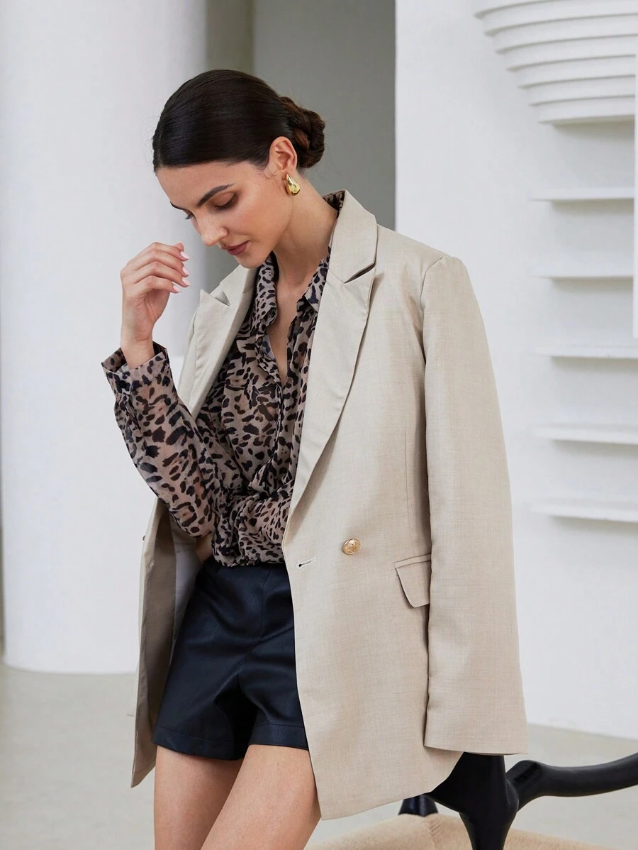 Aveloria Modichic Blazer minimalista y elegante con botones de metal para la dama de oficina que va y viene del trabajo