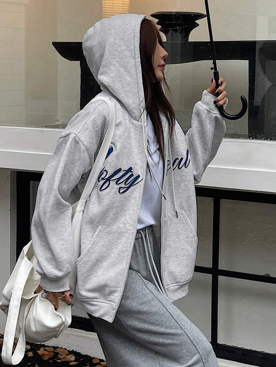 DAZY Women's Simple Printed Hooded Long Sleeve Sweatshirt