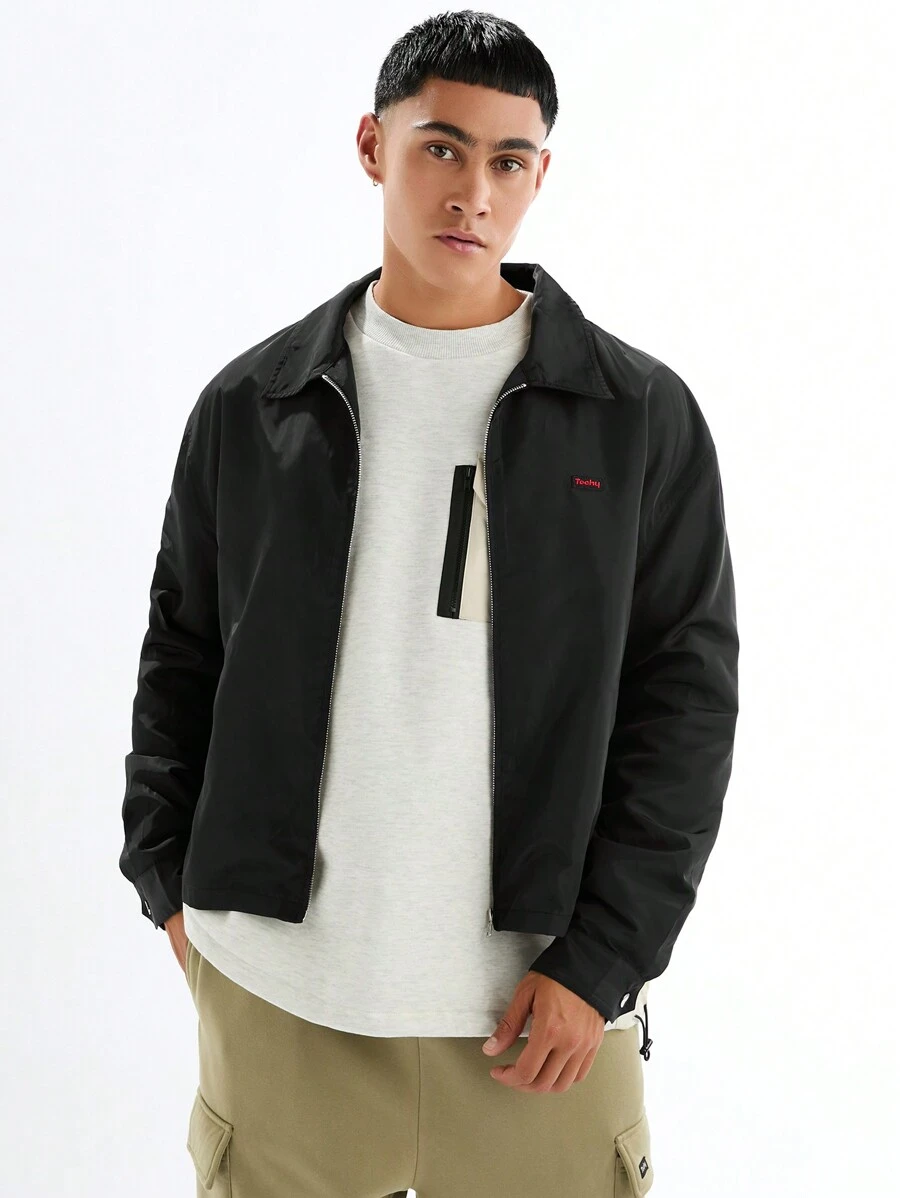 Manfinity VCAY Men's Fashionable Everyday Casual Solid Color Slim Fit Long Sleeve Jacket Men Jacket