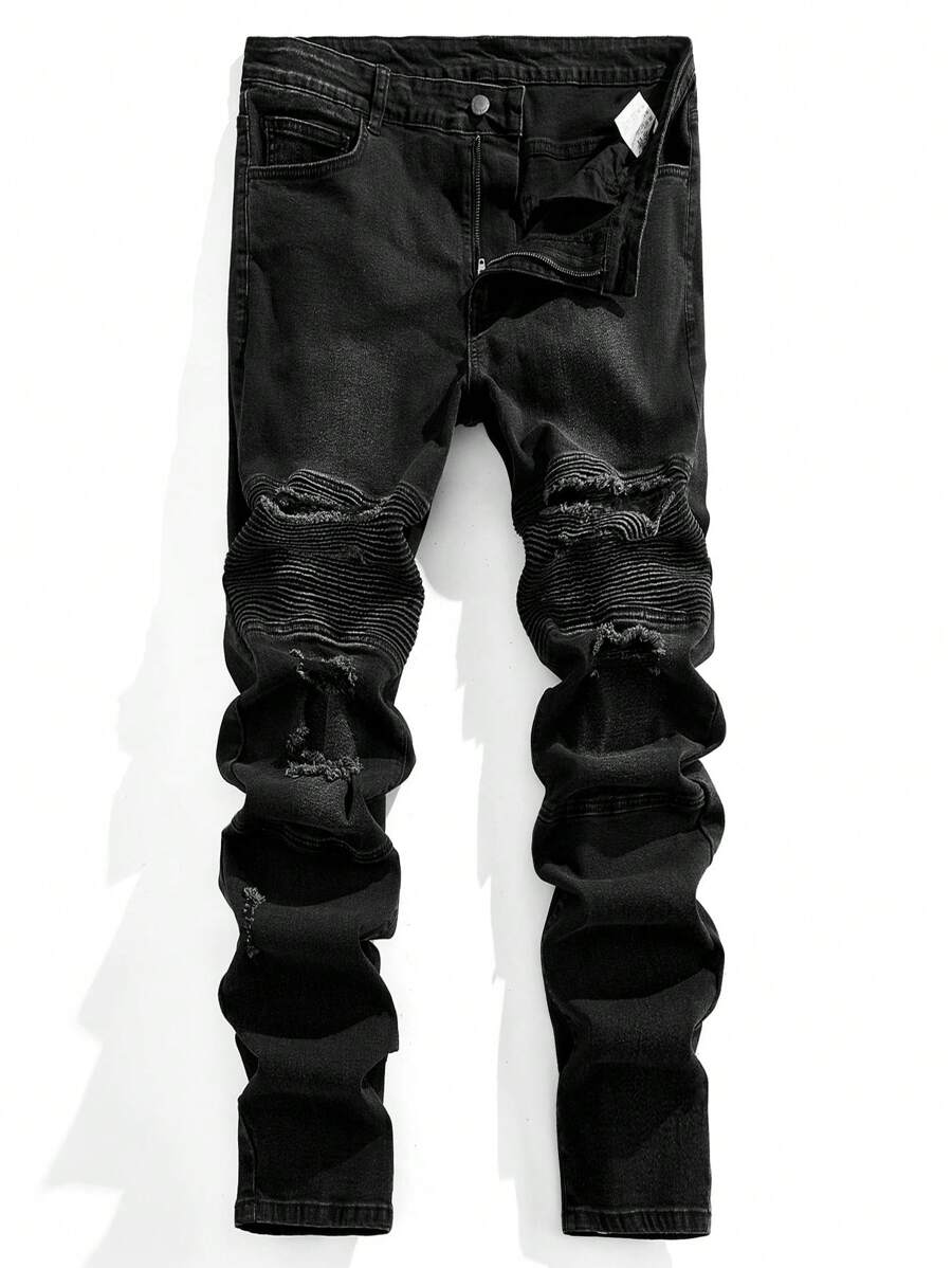 Manfinity LEGND Jeans negros elásticos y ajustados de talla grande para hombre