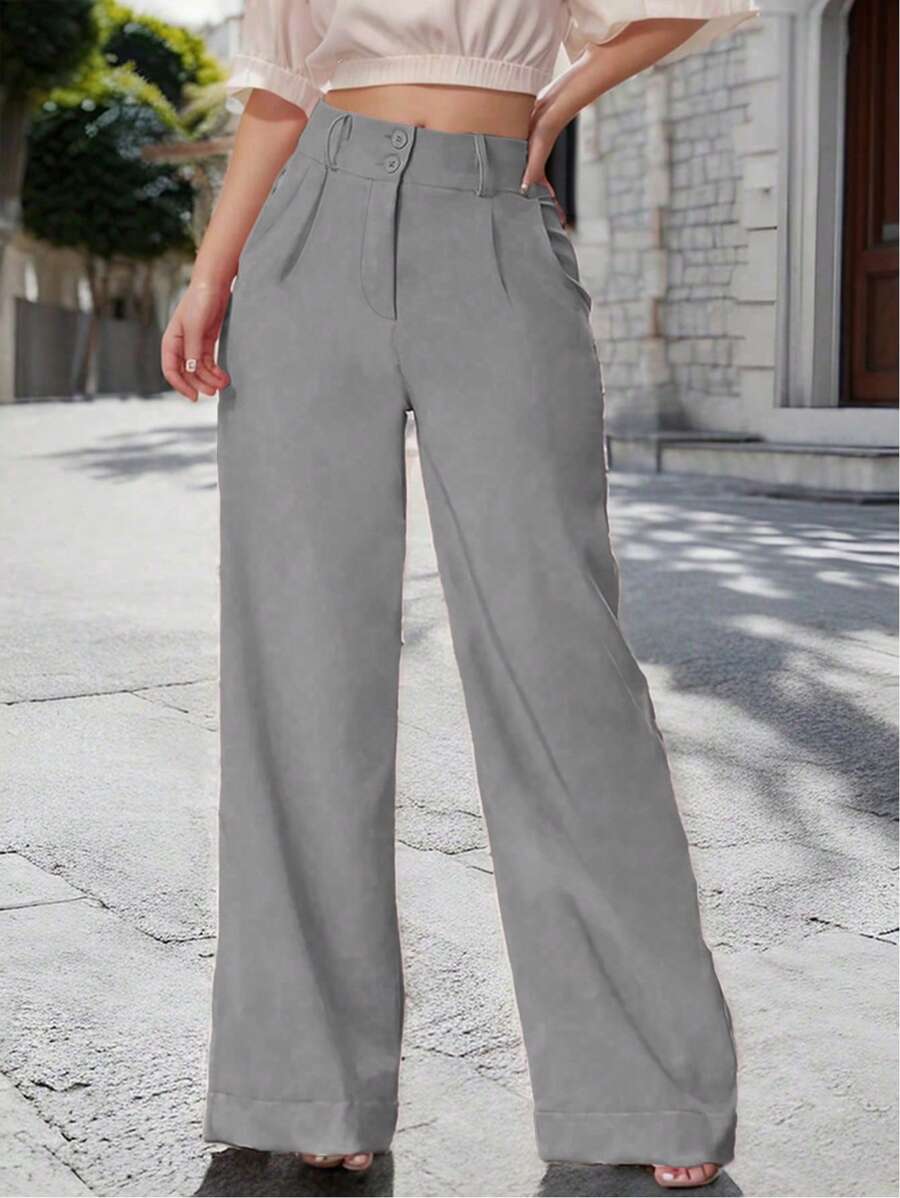 Chiquease Women's Solid Color Casual Daily Pants