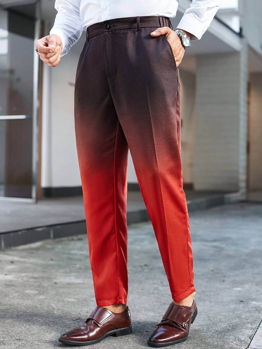 Manfinity Mode Pantaloni casual slim fit da uomo con design graduale della cintura con bottoni e tasche