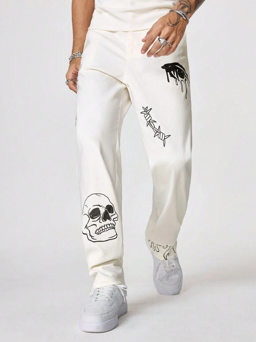 Manfinity VCAY Men's Skull Print Casual Streetwear Trousers