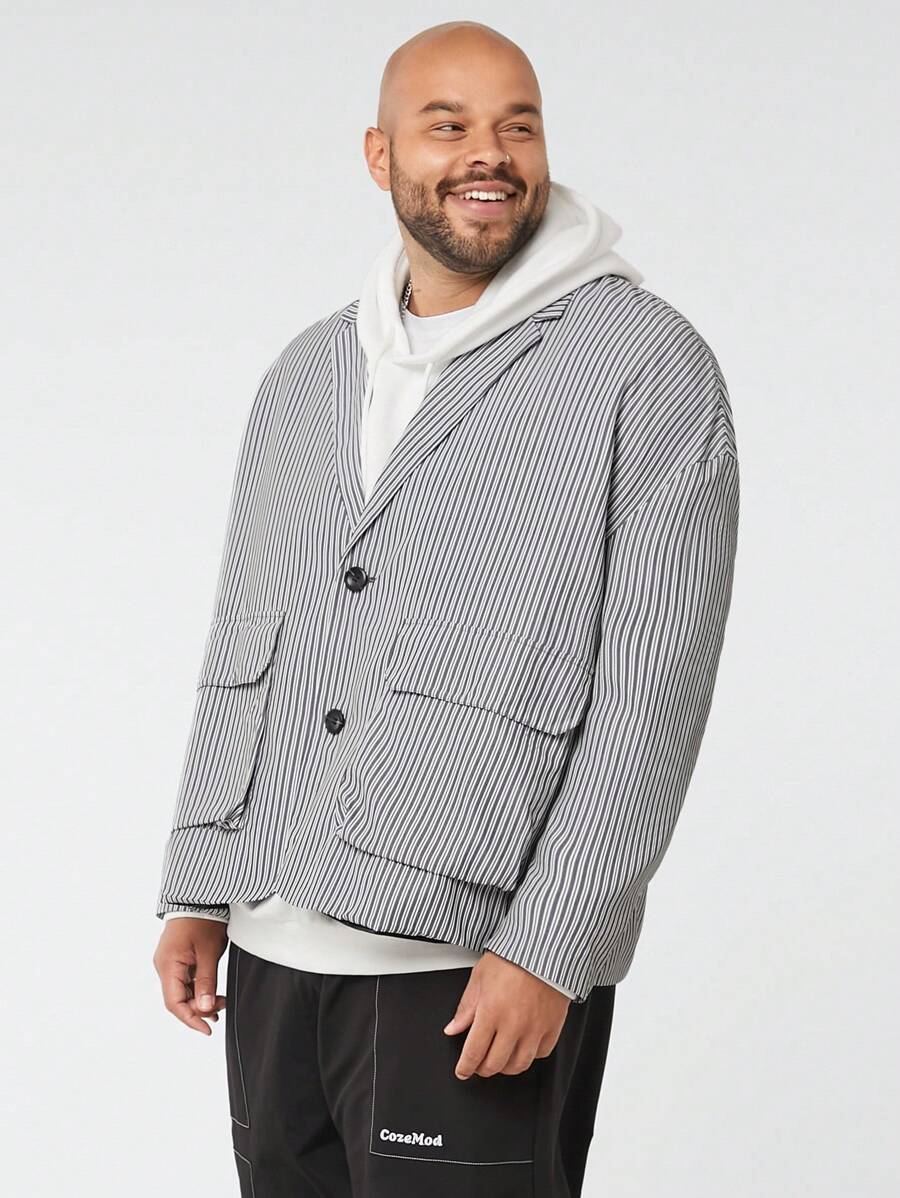 Manfinity NXTstreet Chaqueta de traje holgada de hombros caídos tejida informal para hombre de talla grande, adecuado para otoño/invierno