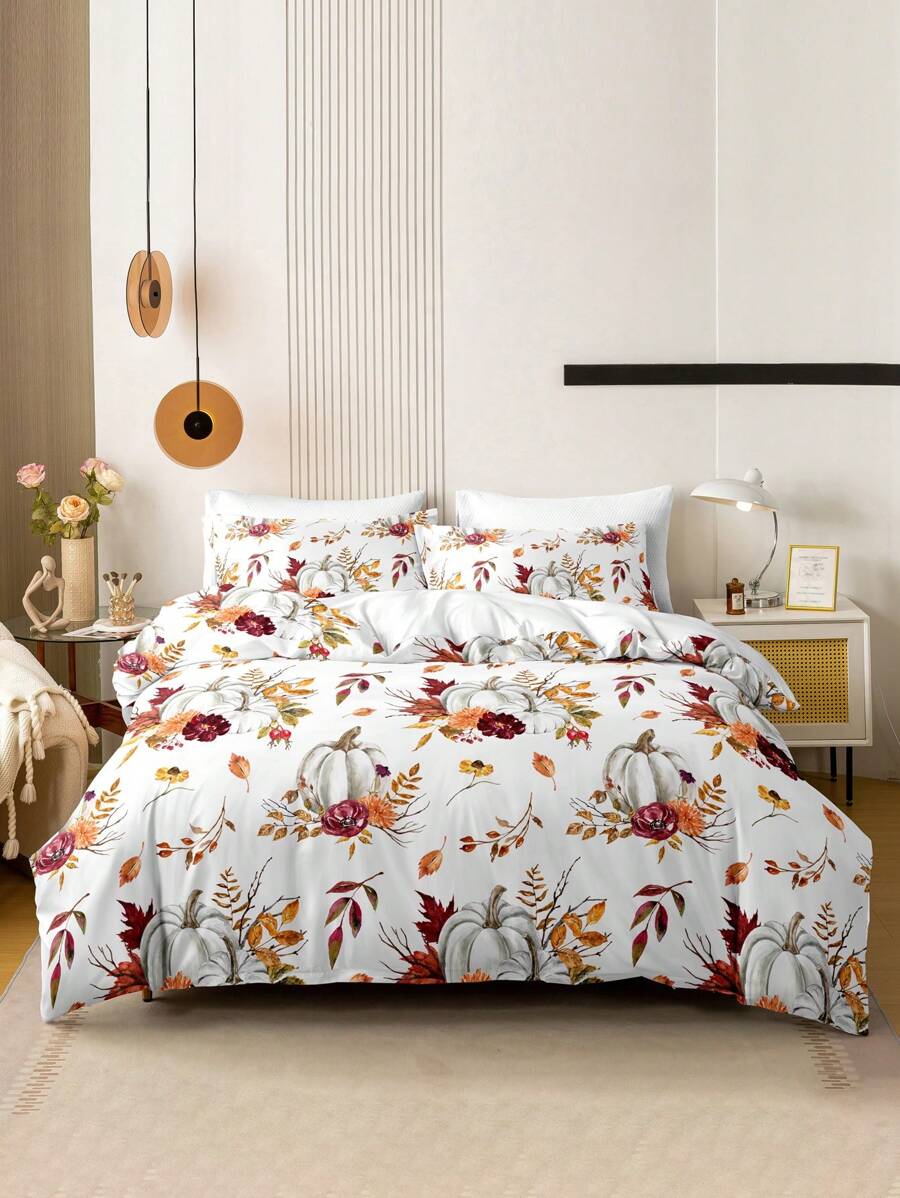 3pcs/Set Halloween Pumpkin Polyester Digital Print Duvet Cover Set