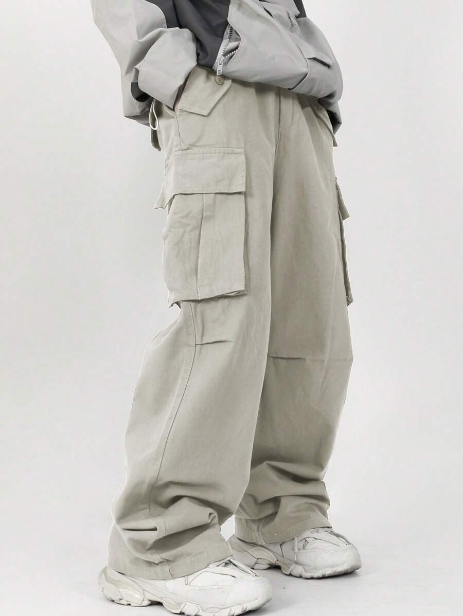 Manfinity Hypemode Loose-Fit Men's Flap Pocket Side Drawstring Waist Cargo Pants