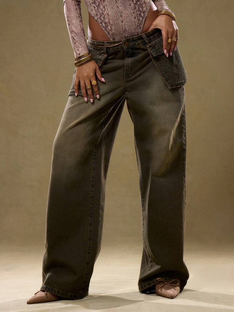 MUSERA Looped Hook On Pocket Detail Jeans, Spring 90's Y2k Summer Sexy Cute Vintage Western Vacation