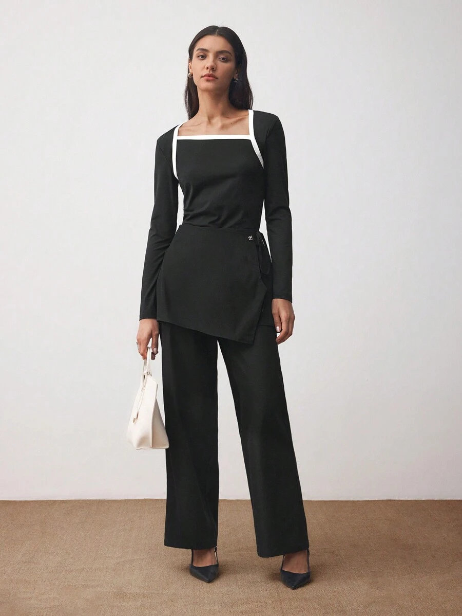 BizChic Women Casual Wrap-Style 2 In 1 Pants