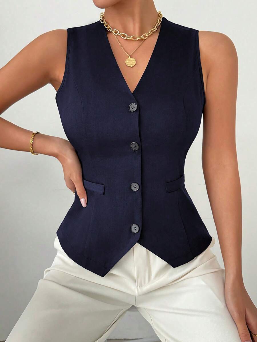 RosyDaze Summer Casual Solid Color Vest Jacket