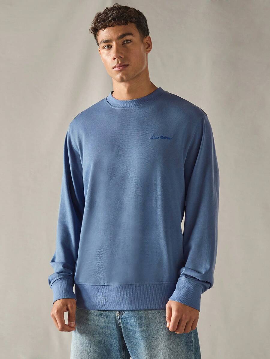 Manfinity VCAY Men's Knitted Casual Loose Fit Long Sleeve Solid Color Sweatshirt