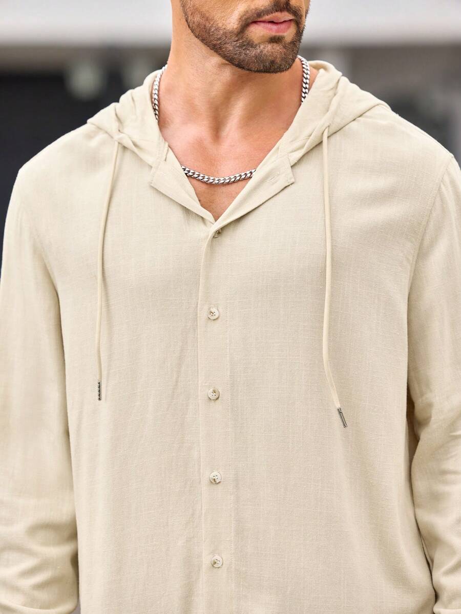 Manfinity VCAY Camicia con cappuccio casual slim fit da uomo, adatta per l'autunno