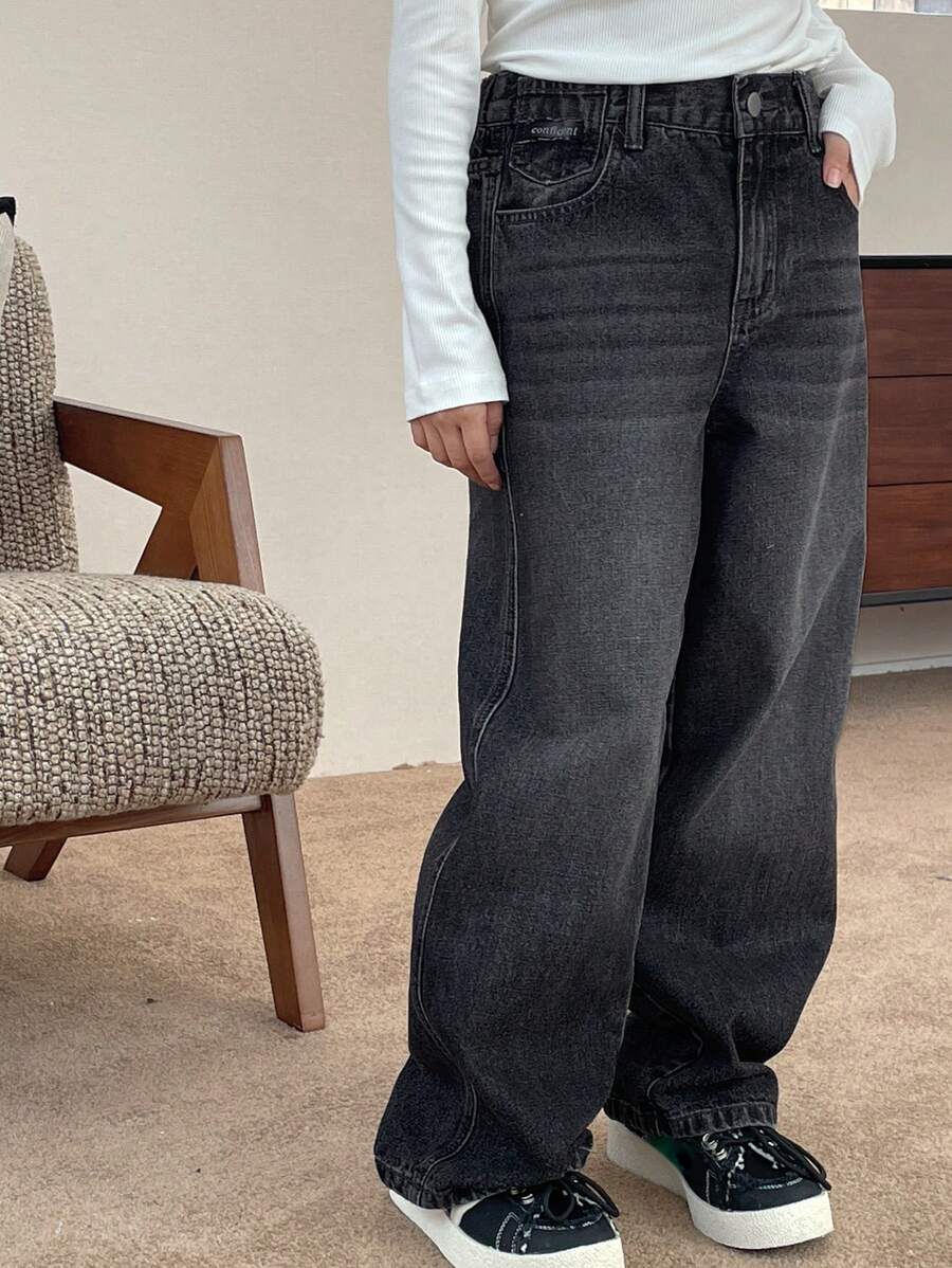 DAZY Tween Girls Washed Denim Baggy Jeans