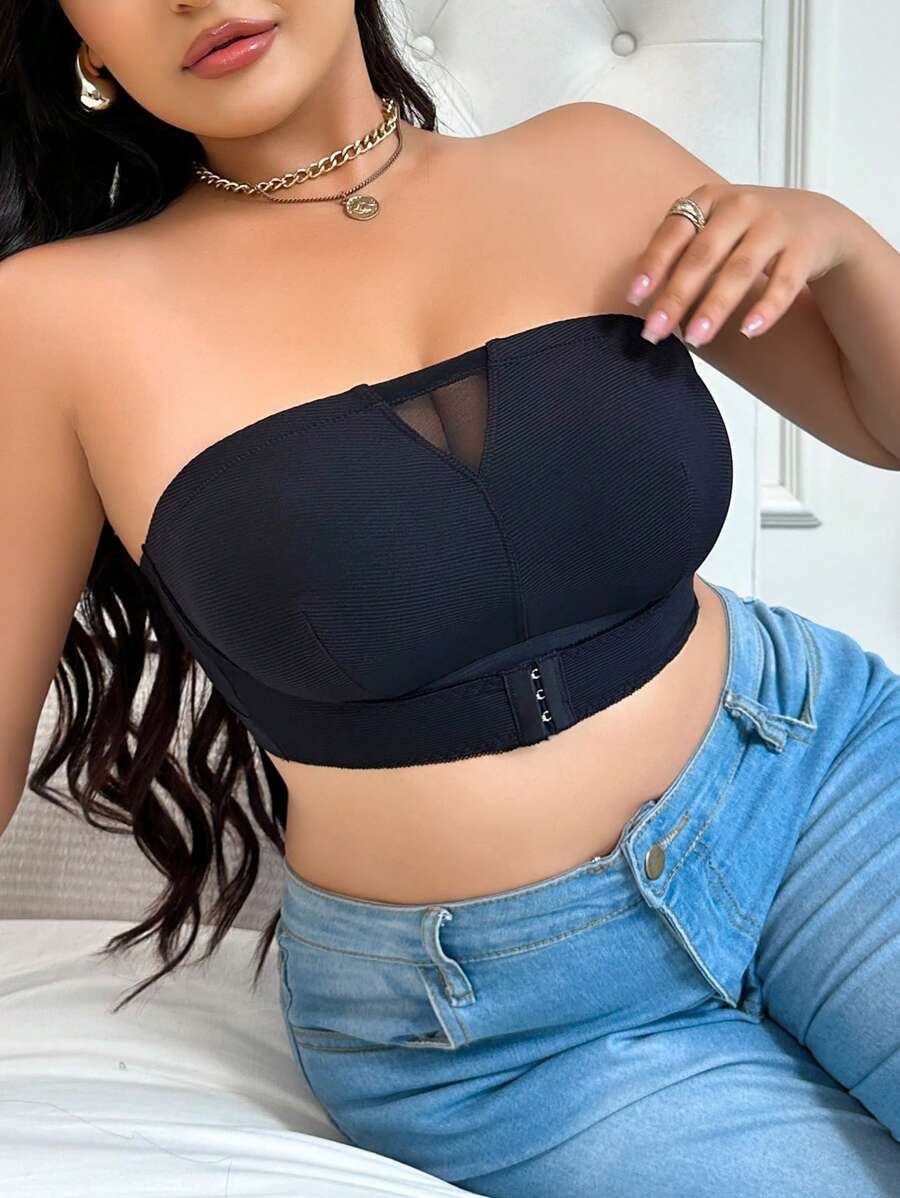 1 st. Plus Size Weerbestendige Mesh Paneel Wikkel Bustier