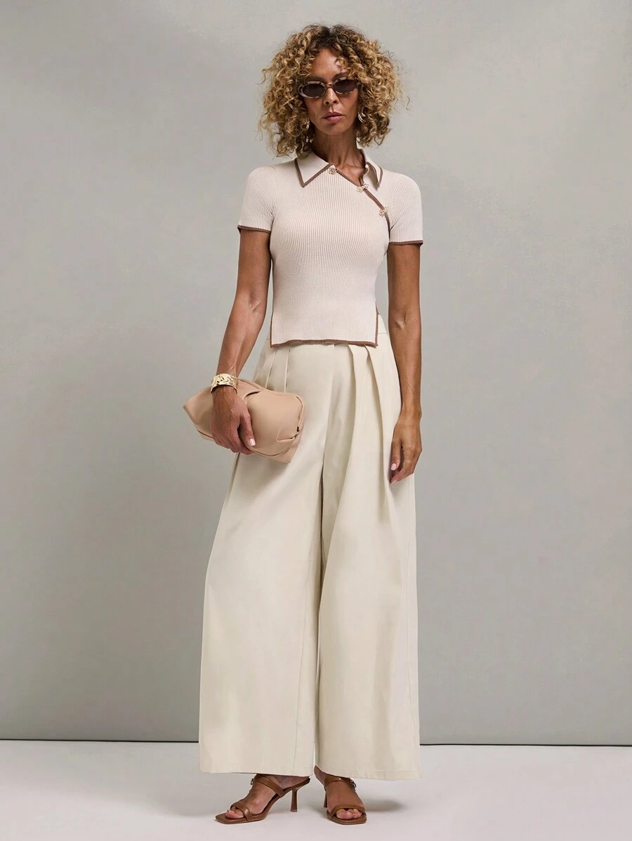 SHEIN Unity Women Casual Solid Color Wide Leg Pants