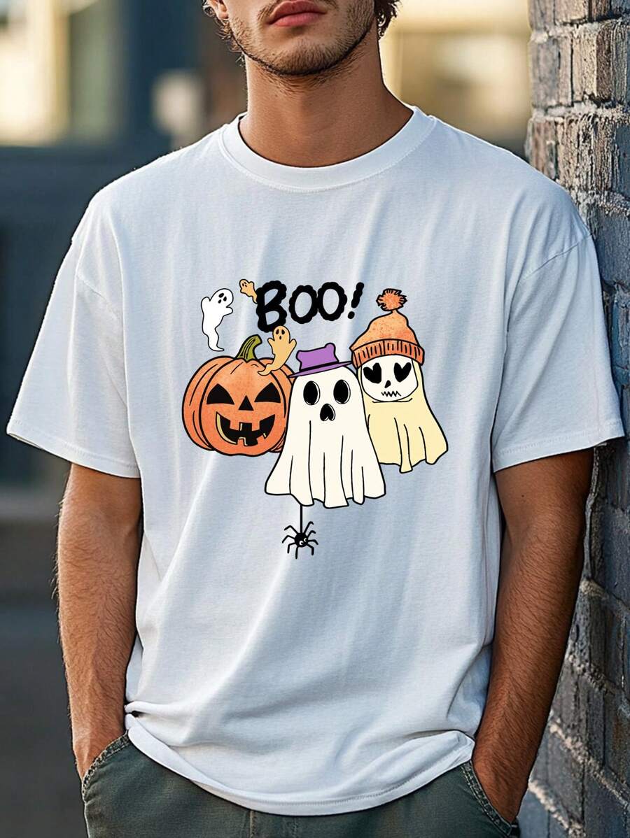 Manfinity Homme Heren Halloween-thema bedrukt ronde hals korte mouw T-shirt