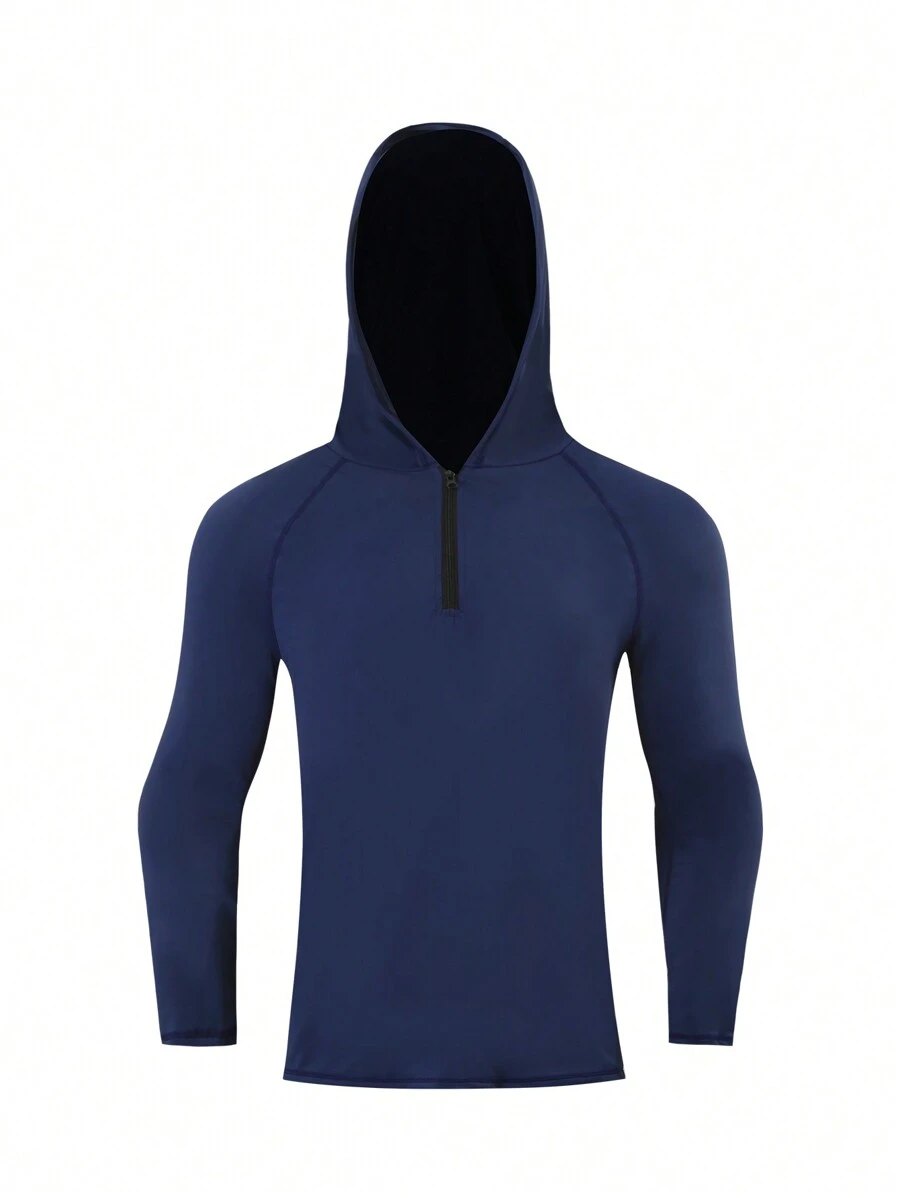 Manfinity Swimmode Men's Solid Color Long Sleeve Hooded Surf T-Shirt