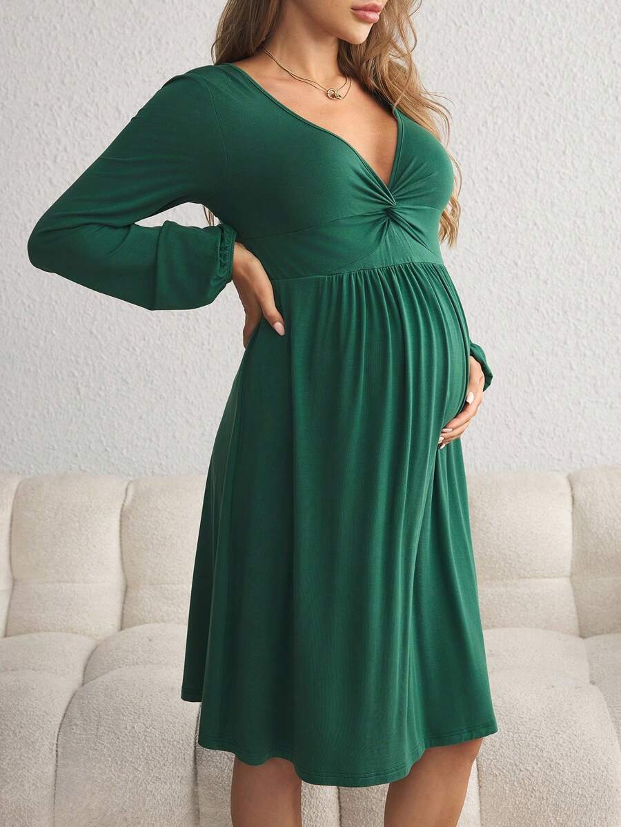SHEIN Maternity Long Sleeve Bodycon Dress For Pregnant Women Autumn Teacher Dress
