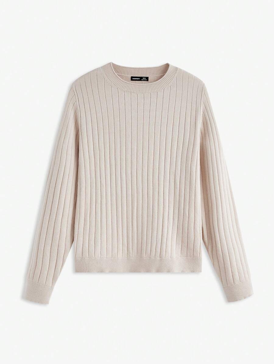 Manfinity VCAY Men's Fitted Crew Neck Casual Knit Sweater, Suitable For Autumn & Winter