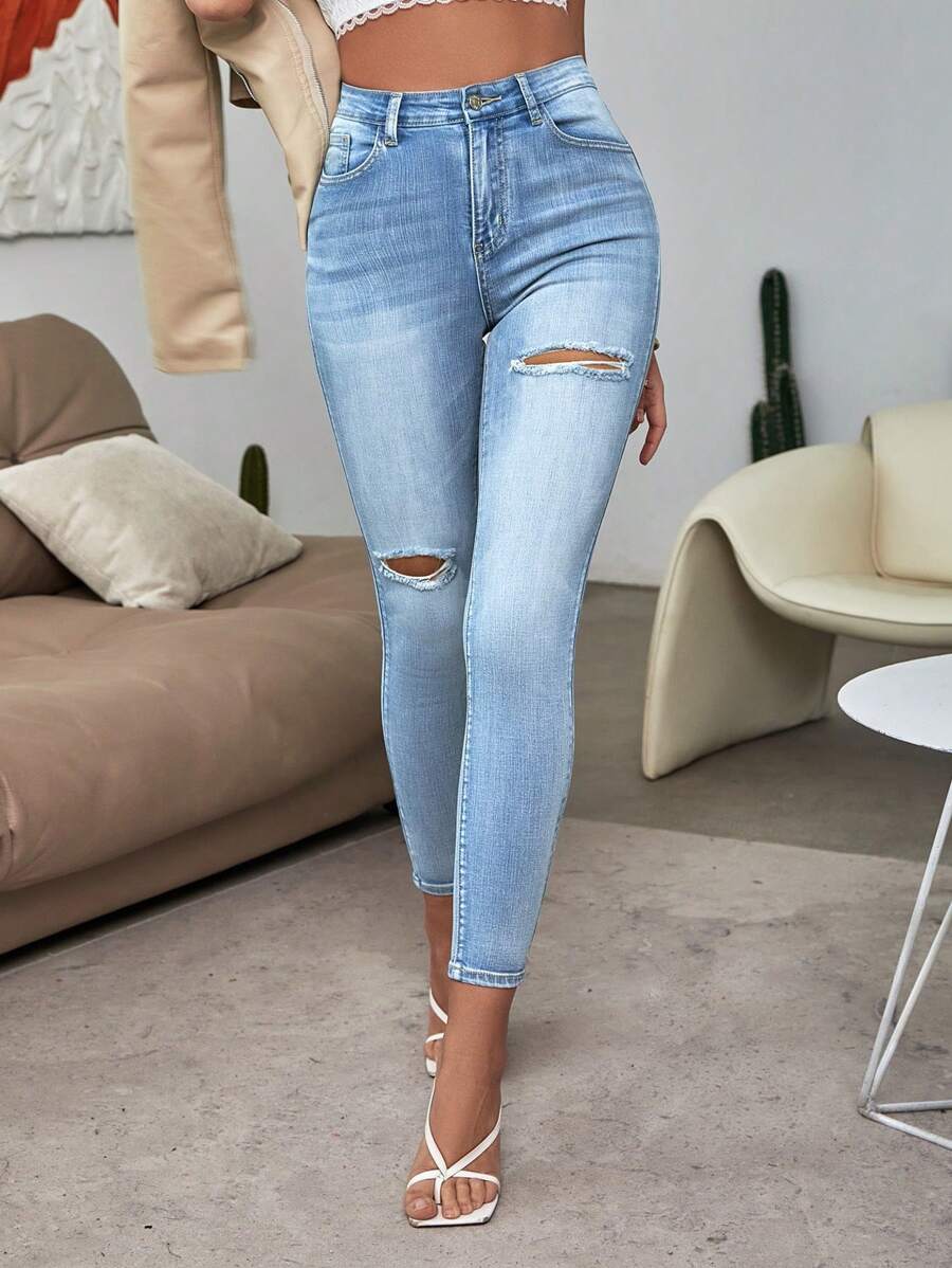 Mid-Waisted Slim-Fit Cropped Jeans