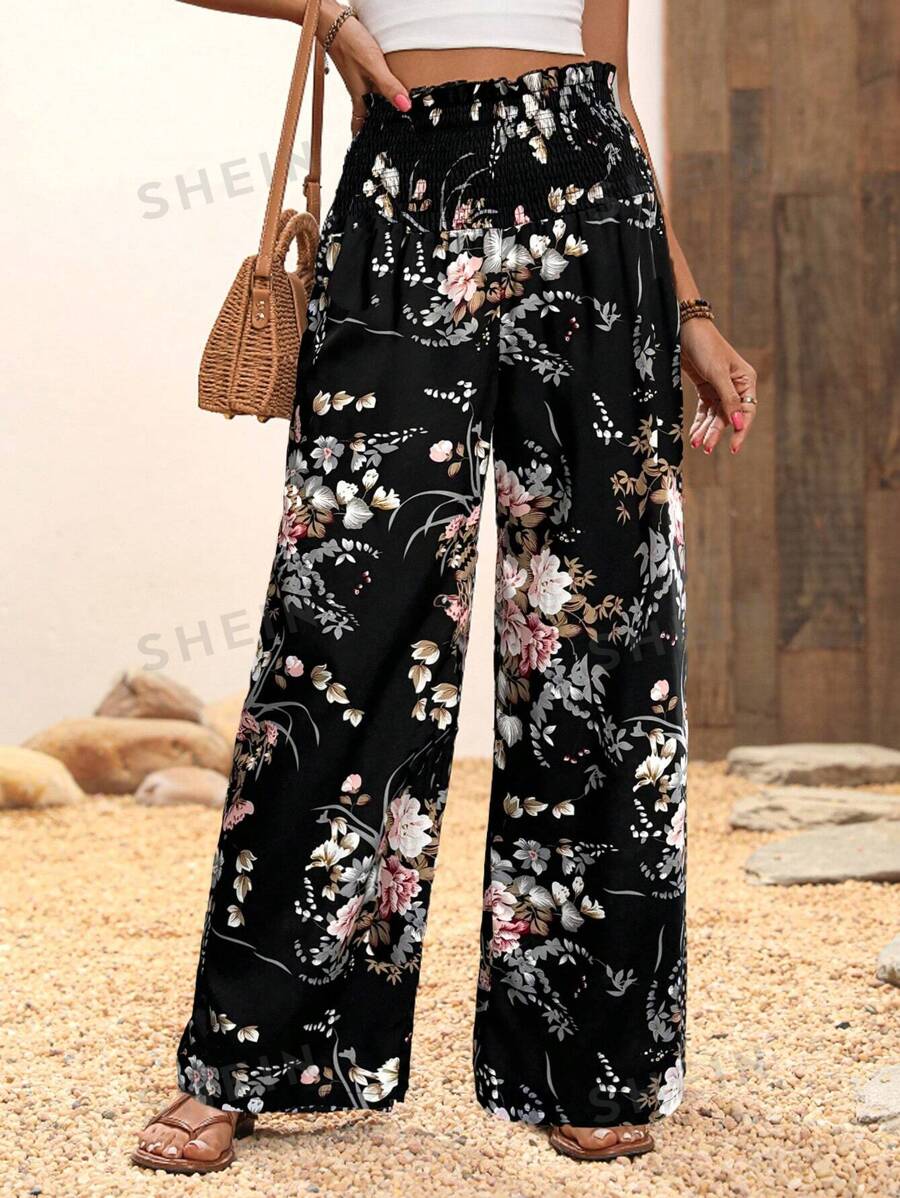 Calvaya Pantalones con estampado floral casual para mujer para vacaciones