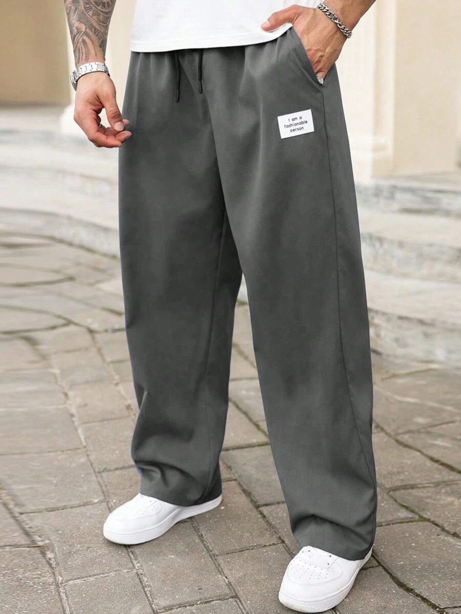 Manfinity Homme Pantalon décontracté à lacets pour hommes grande taille