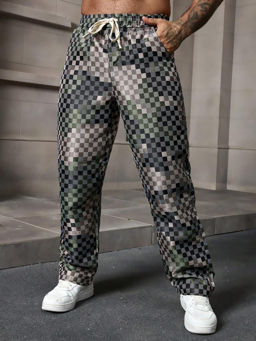 Manfinity Homme Heren schaakbordverlooppatroon rechte pijpenbroek