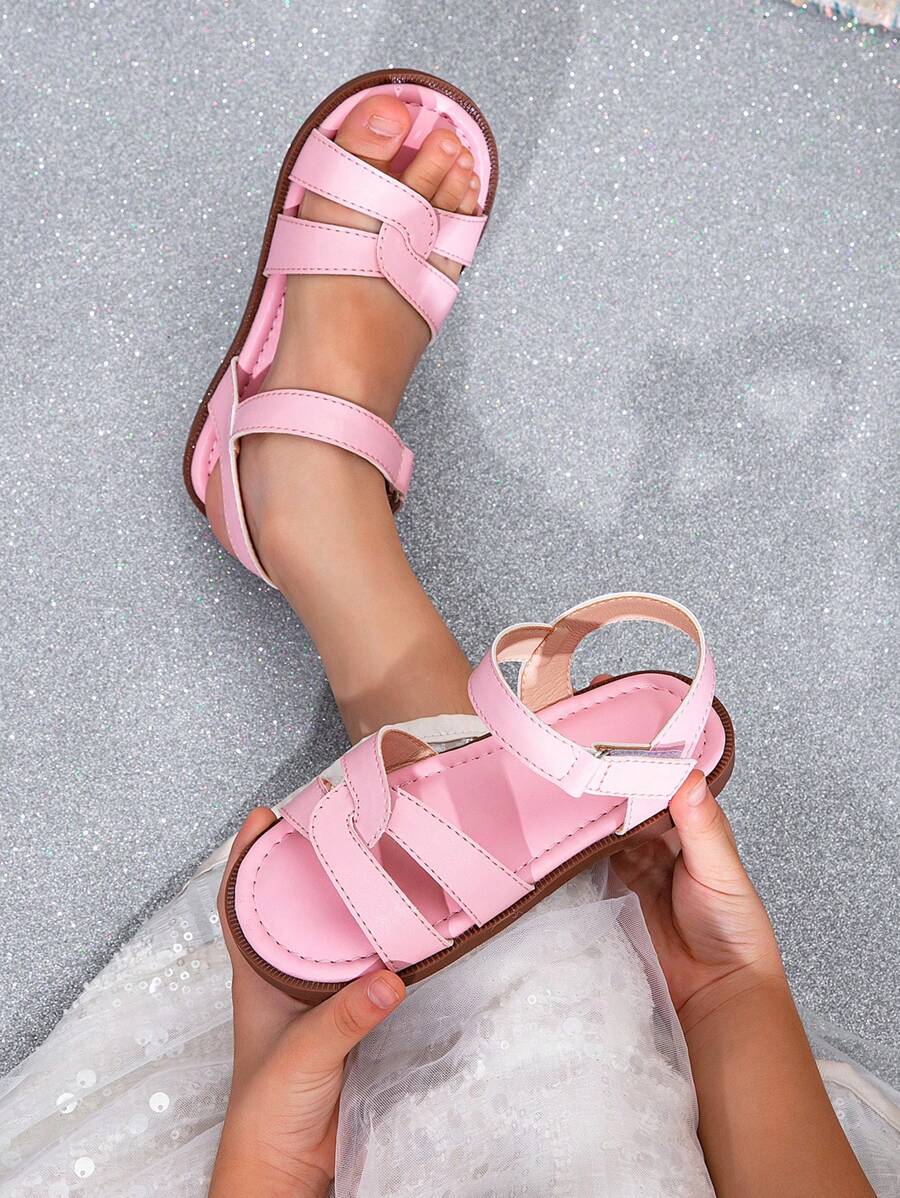 Sandales décontractées pour extérieur à bout rond mignonnes pour filles, rose