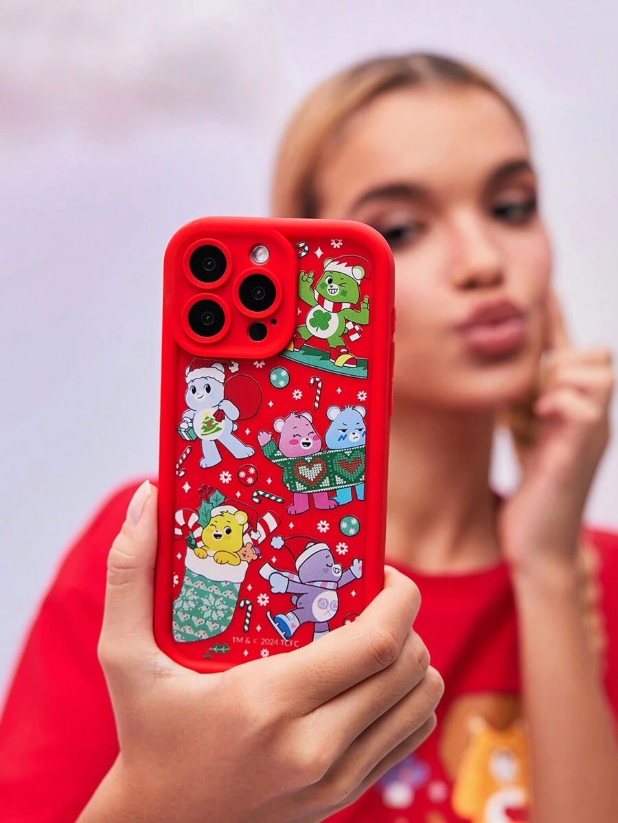 SHEIN X Care Bears Funda de teléfono móvil con estampado de dibujos animados en rojo - Edición Navideña REGALOS
