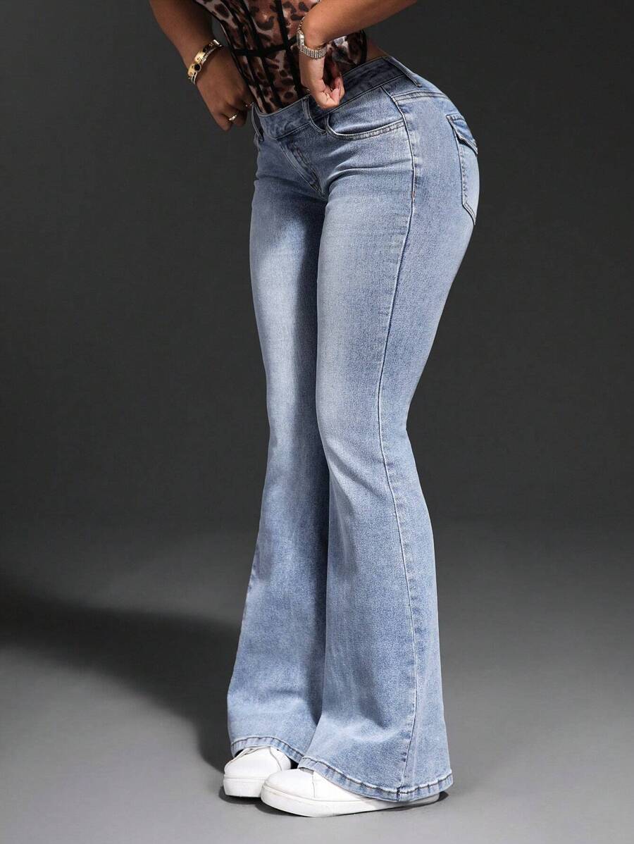 SHEIN SXY Jeans simples avec poches pour femmes, casual pour tous les jours
