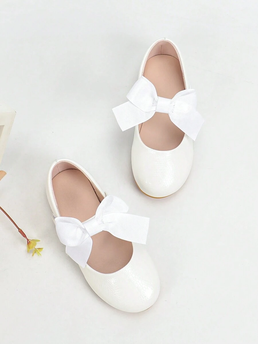 1 Pair Girls Casual Shoes With Bow Decoration, Student School Shoes