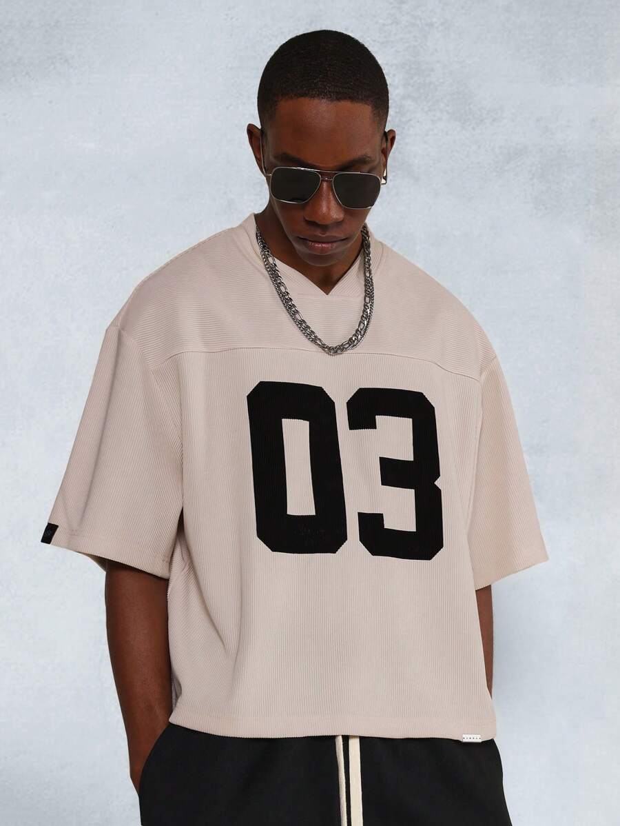 SUMWON Crop Fit Short Sleeve Baller Tee With Number Graphic Print