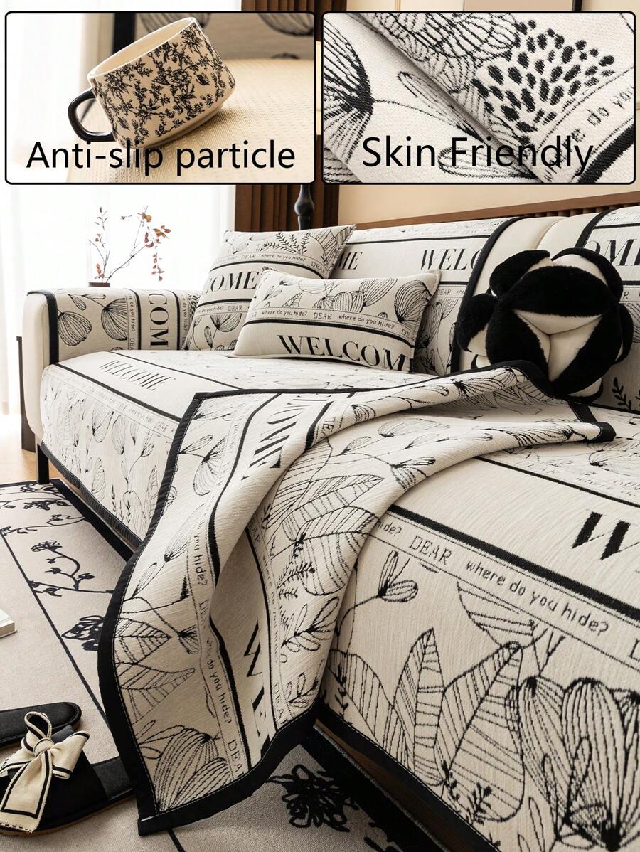 1 pièce Housse de canapé d'accueil à chenille, romantique français simple, sans glissement et résistante à la saleté, peut être utilisée toute l'année comme coussin de canapé