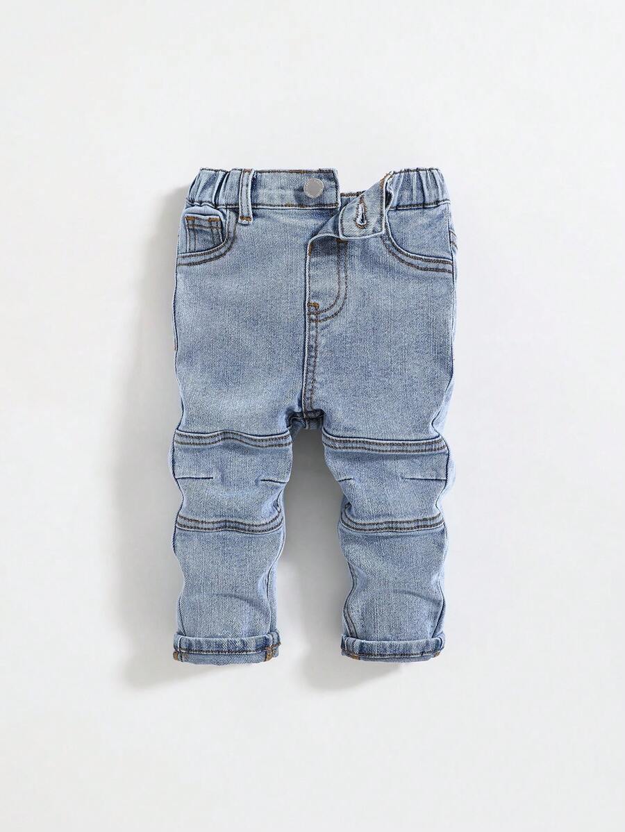 SHEIN Jeans en denim stretch bleu clair pour bébés garçons