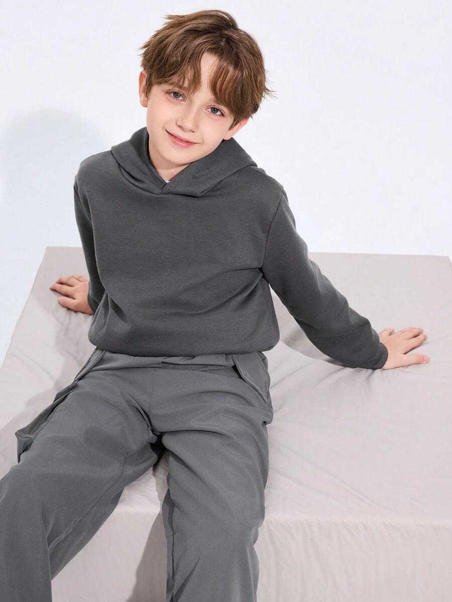 SHEIN Tween Boy Solid Thermal Hoodie