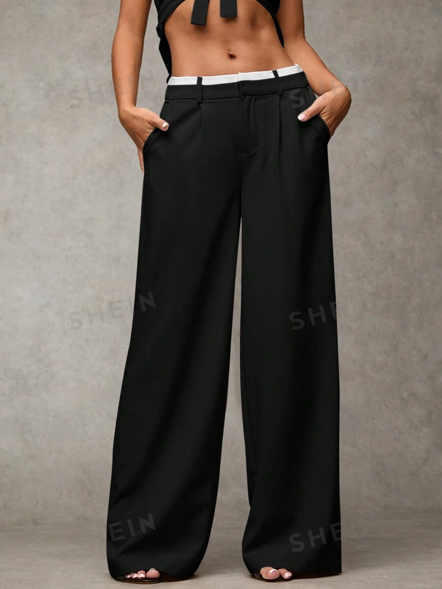 SHEIN BAE Pantalones largos sólidos, simples y casuales para uso diario, pantalones color caqui, pantalones para mujeres, pantalones para profesoras, ropa de oficina para mujeres, ropa de otoño para mujeres