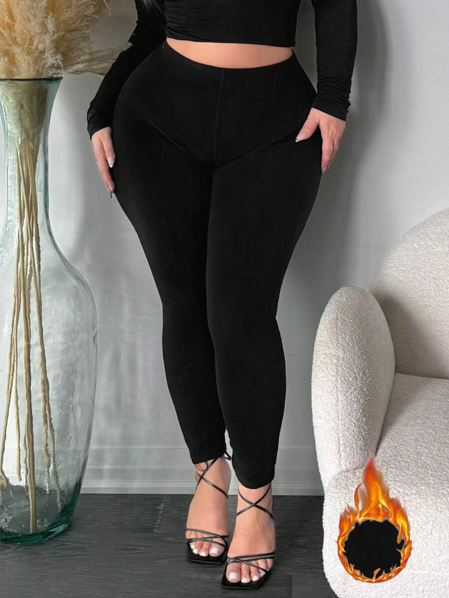 SHEIN SXY Plus Size Thermal Lined Leggings, Fall/Winter