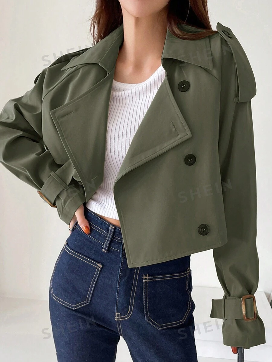 DAZY Gabardina con manga raglán y diseño de charreteras
