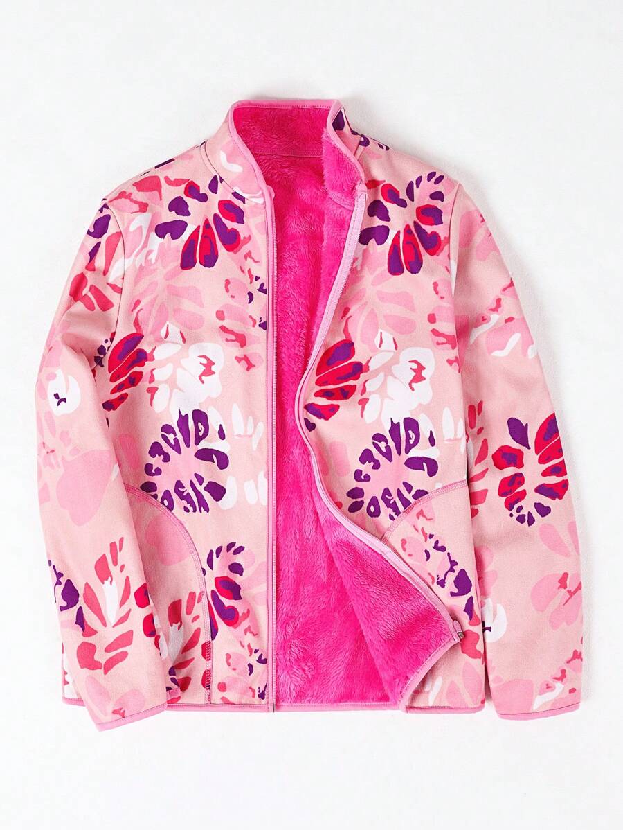 Veste chaude à col montant avec imprimé de mode pour filles, hiver